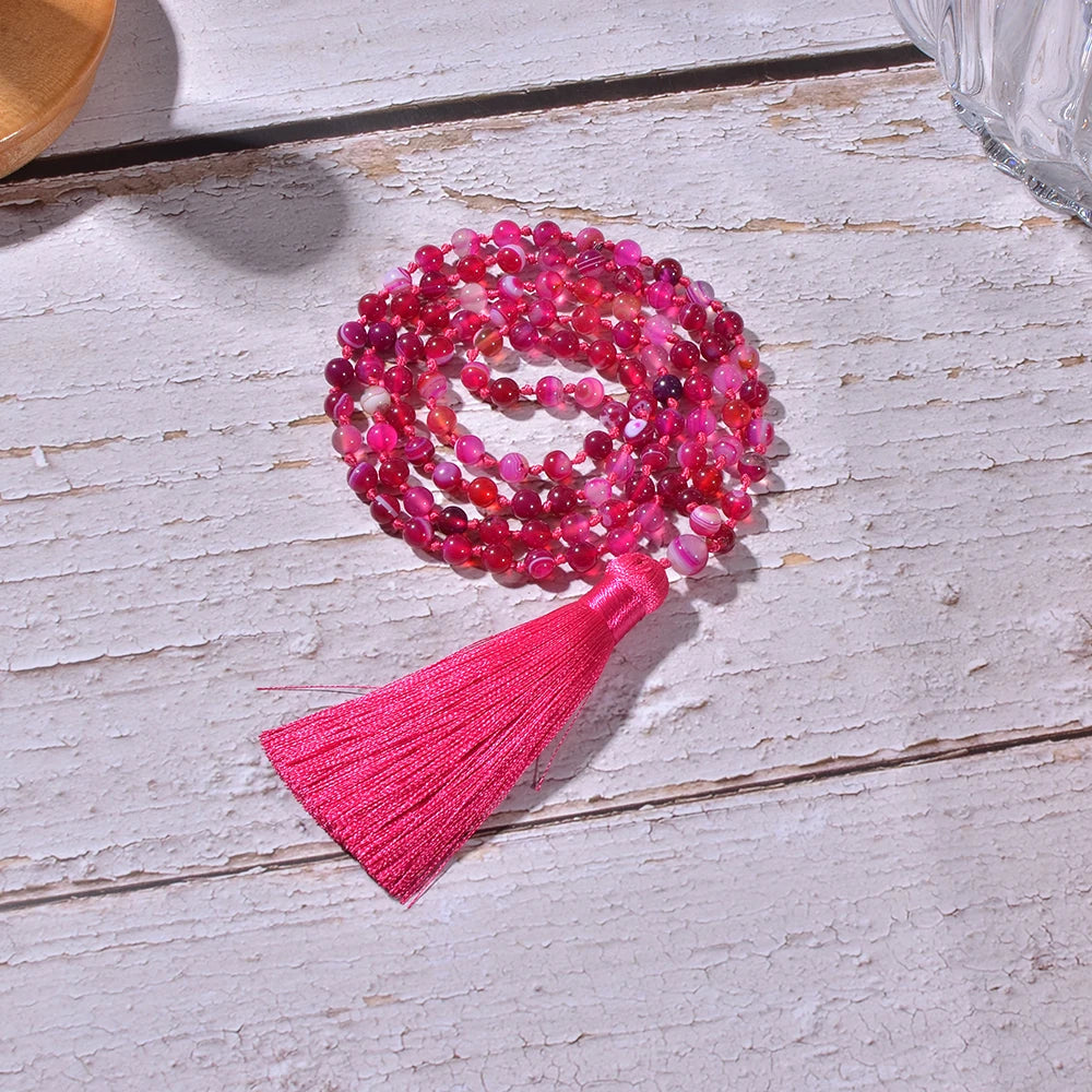 Agate Rose Red Striped 108, 6mm.