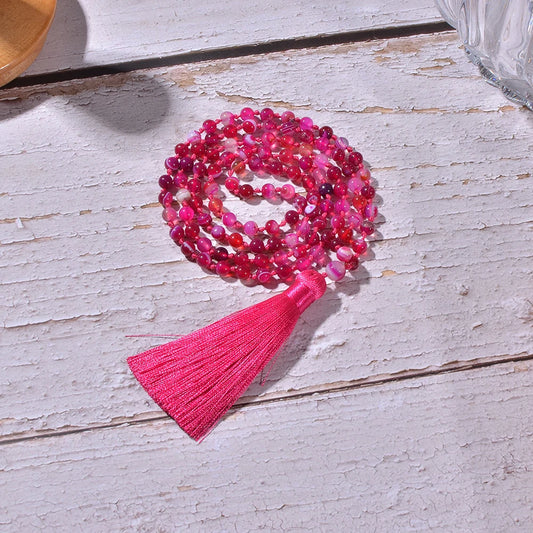 Agate Rose Red Striped 108, 6mm.