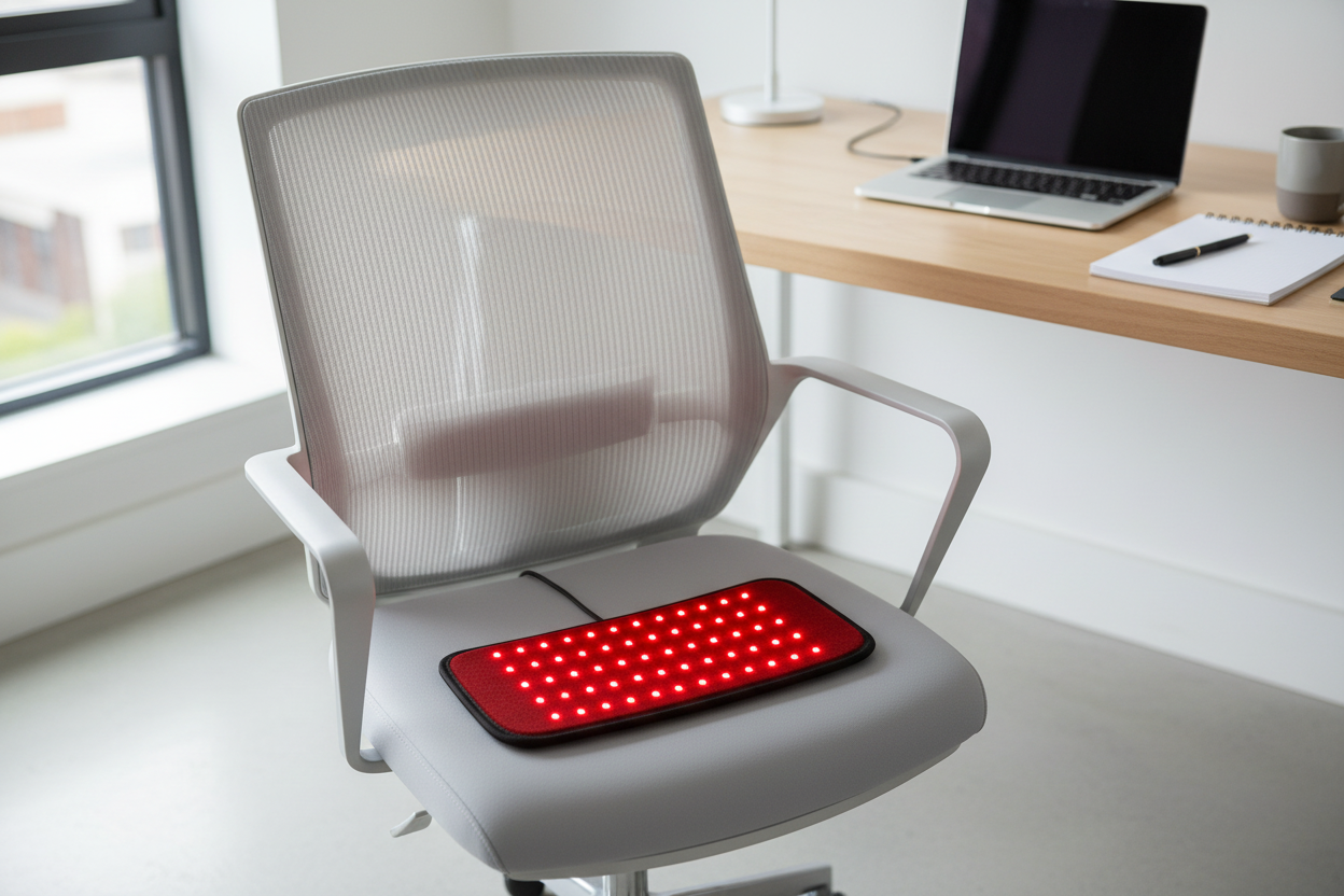 GlowPad laying on office chair seat